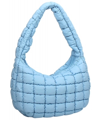Puffy Quilted Nylon Shoulder bag NQ131 BLUE